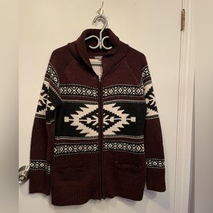Zippered Cardigan Aztec Style